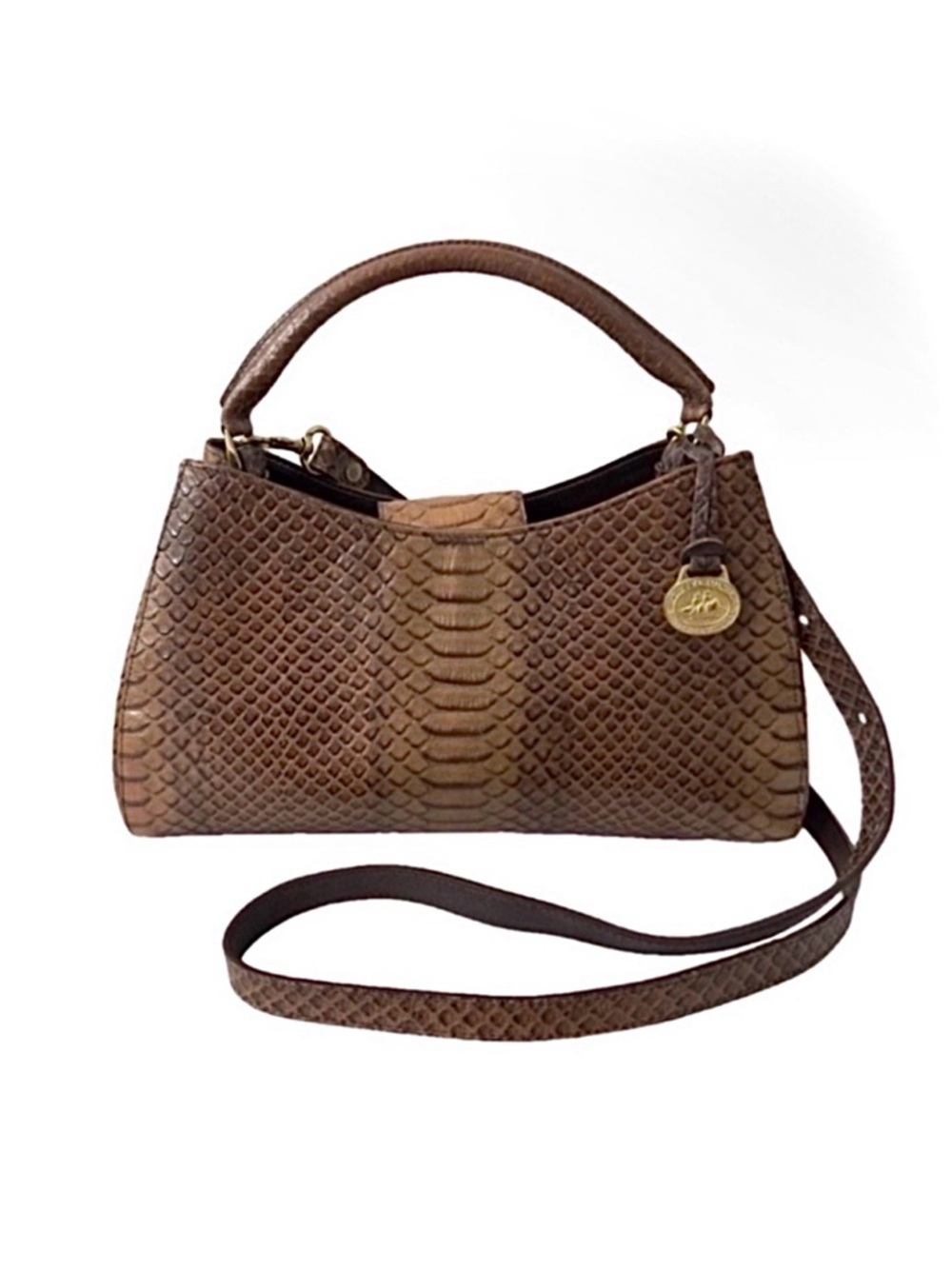 Brahmin Rare Vintage Gabriel Isle Embossed Python/Snake Leather Top Handle